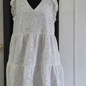 Time and Tru White Eyelet Mini Dress